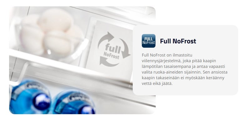 Gram KF 881865 FN j&auml;&auml;kaappipakastin, valkoinen, oikea tai vasenk&auml;tisen&auml;